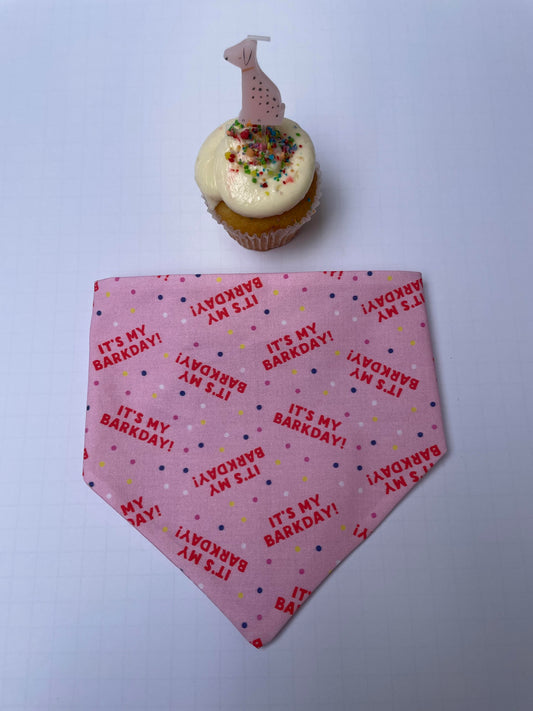 Pink Barkday Bandana